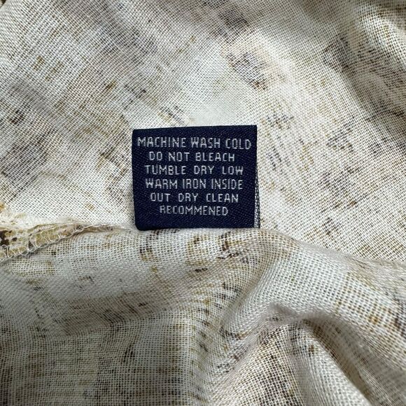 TRUST Mens Size XXL Linen Rayon Button Up Shirt Short Sleeve Tan Beige Brown - Picture 10 of 10